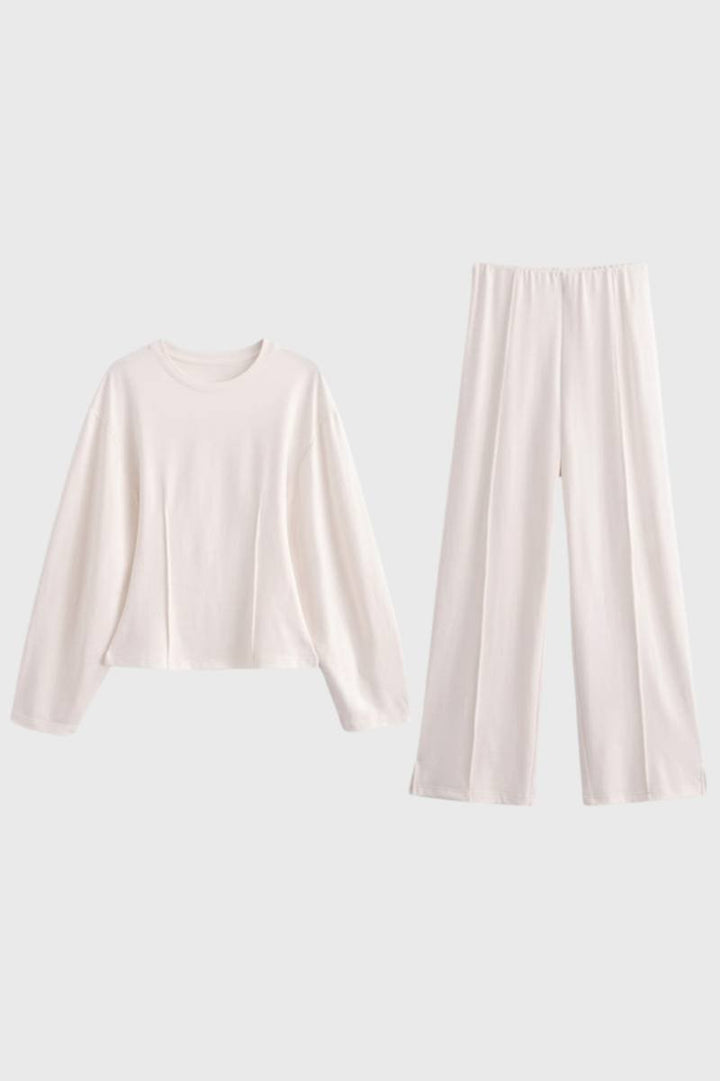 Two Piece Set Women's - Relaxed Fit Wide Leg | Elegant — Cream