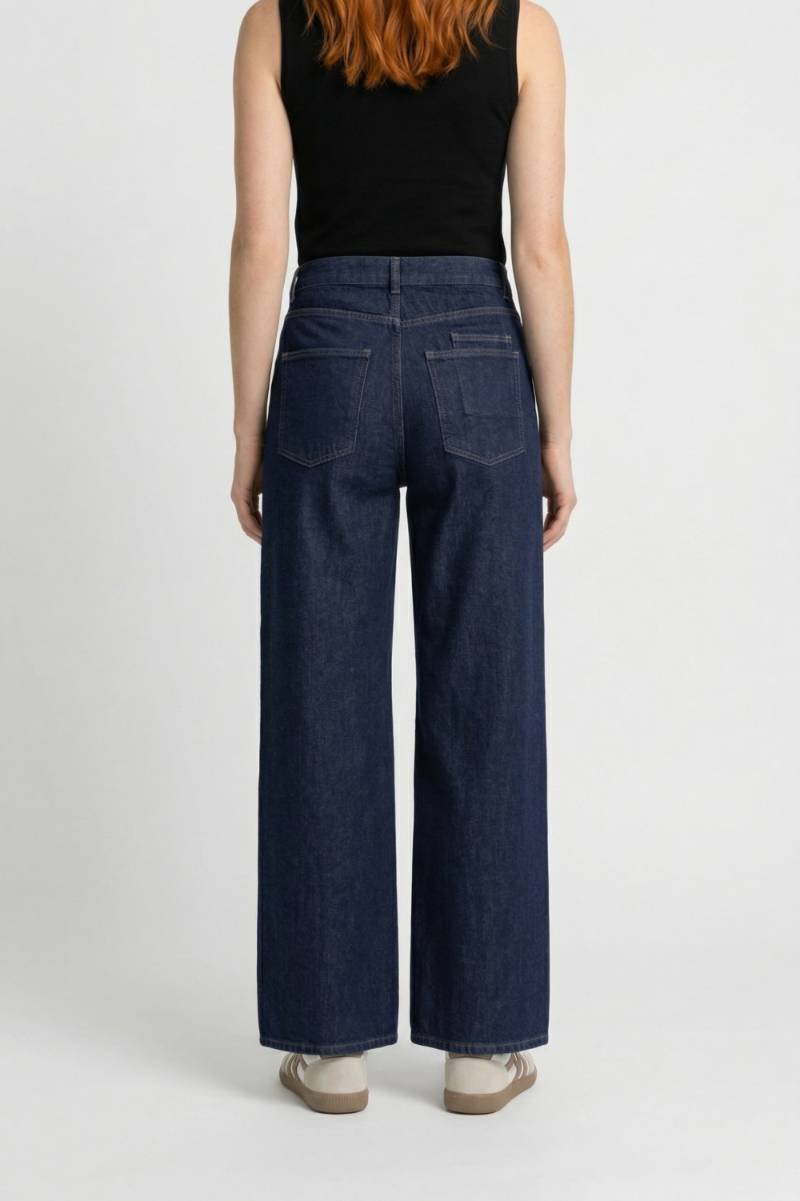 Wide Leg Jeans Women - High Waist Belted Wide Leg | Casual — Navy
