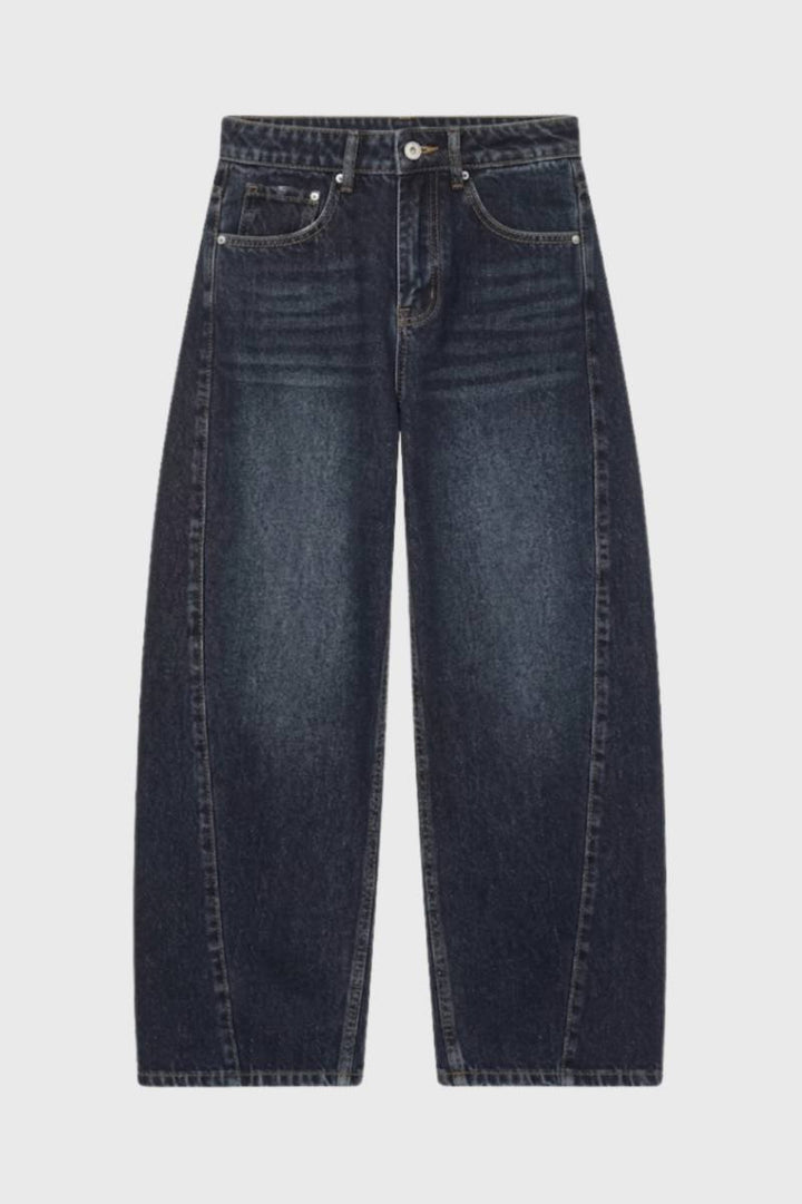 Wide Leg Jeans Women - High Waisted Relaxed | Vintage Wash — Dark Blue