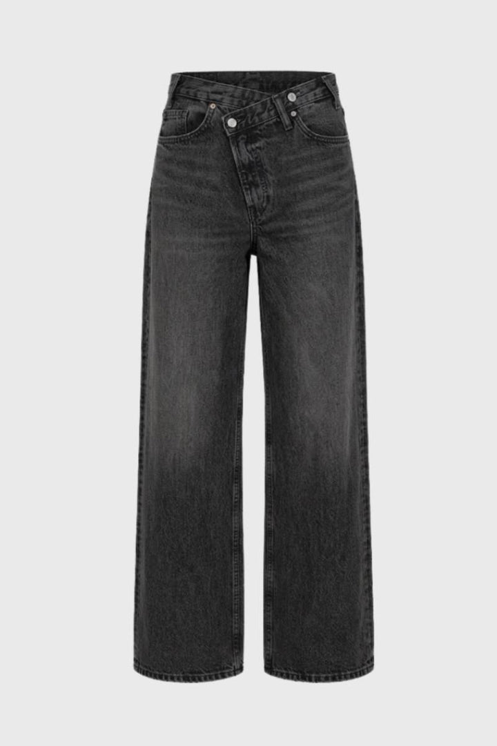 Wide Leg Jeans Women - High Waisted Vintage with Belt Loops | Relaxed — Charcoal