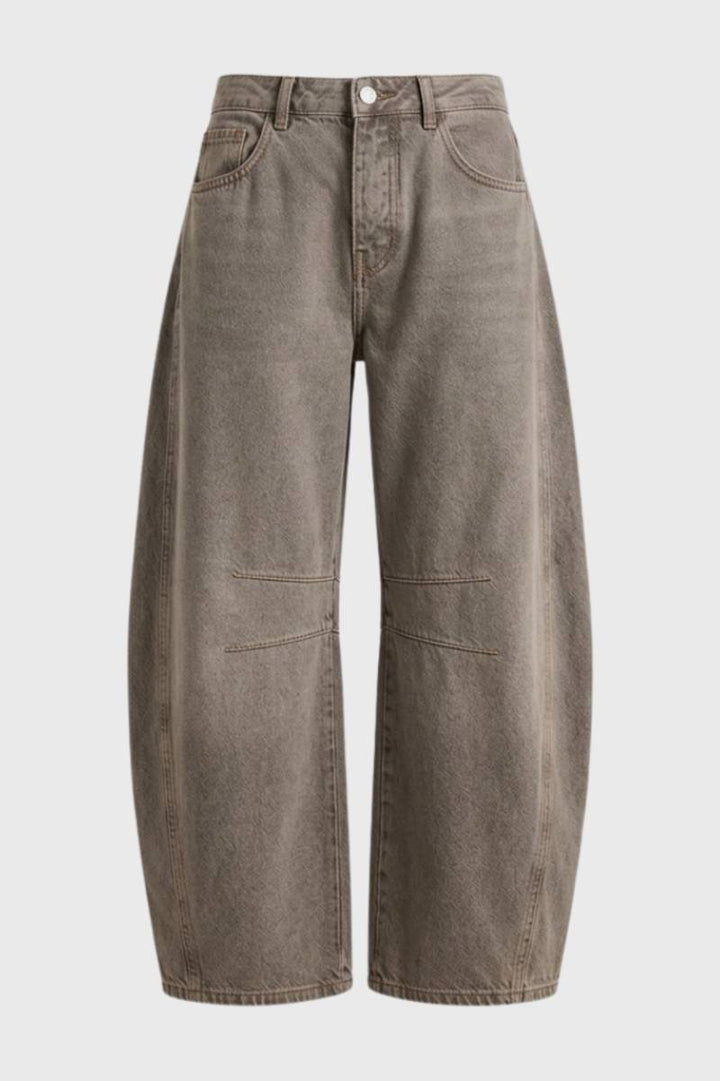 Wide Leg Jeans Women - Relaxed Barrel Cut | High Waisted — Taupe
