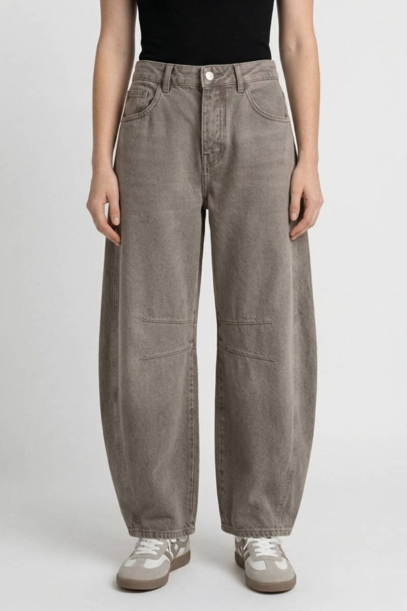 Wide Leg Jeans Women - Relaxed Barrel Cut | High Waisted — Taupe