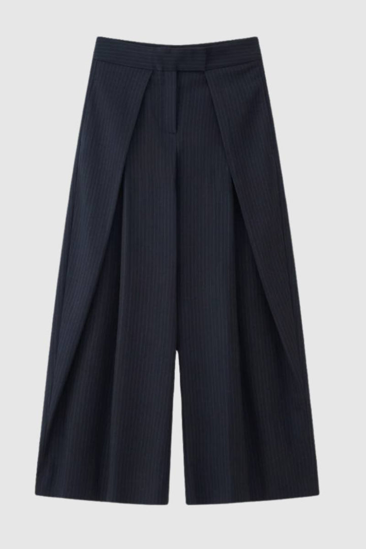 Wide Leg Trousers Women - Elegant High Waist | Sophisticated — Navy