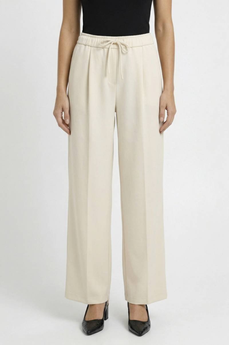 Wide Leg Trousers Women - Relaxed Drawstring Waist | Comfortable — Cream