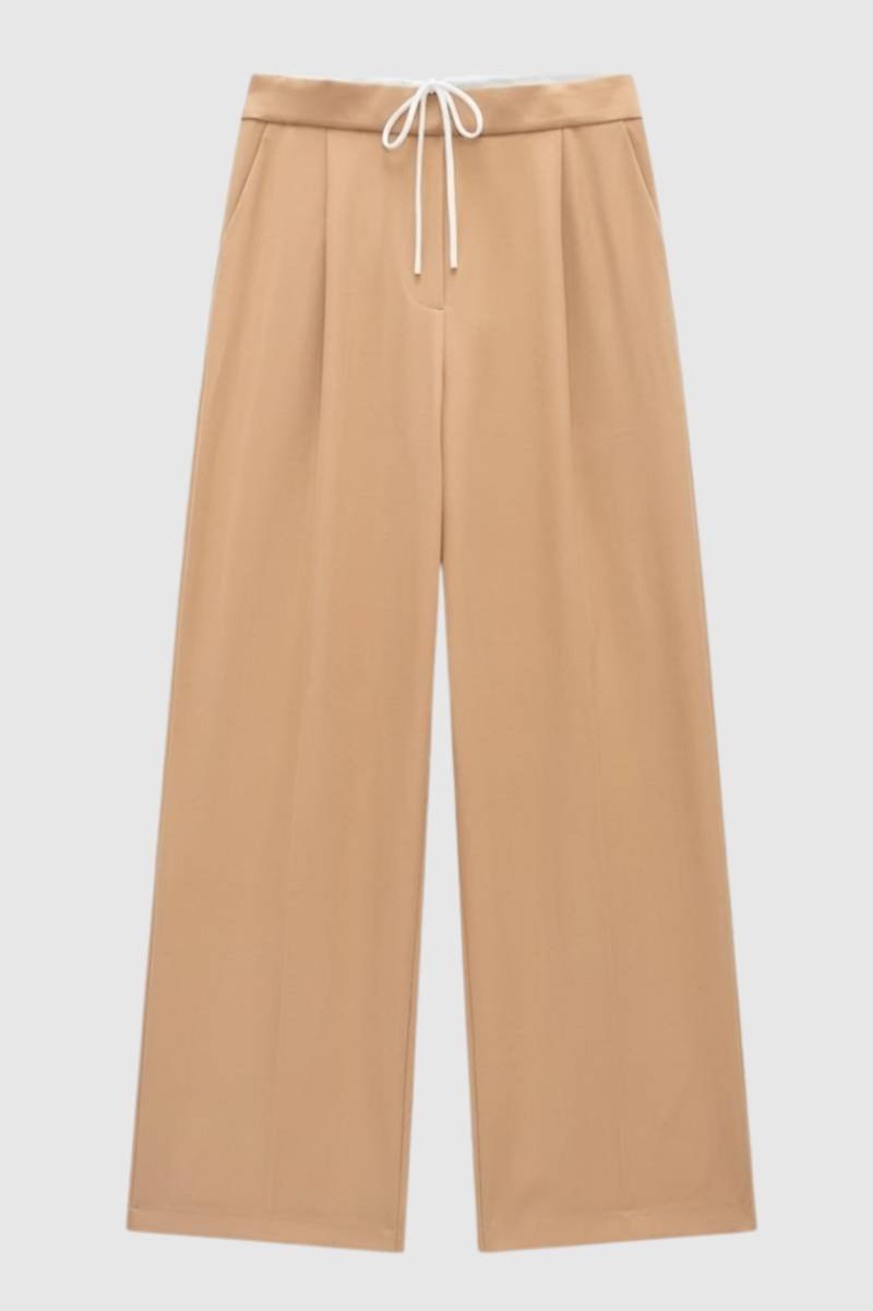 Wide Leg Trousers Women - Relaxed Drawstring Waist | Comfortable — Camel