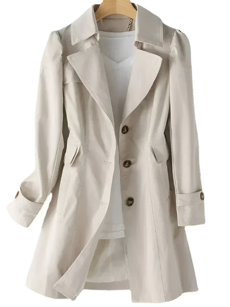Trench Coat Women - Single Breasted Longline with Lapel | Casual