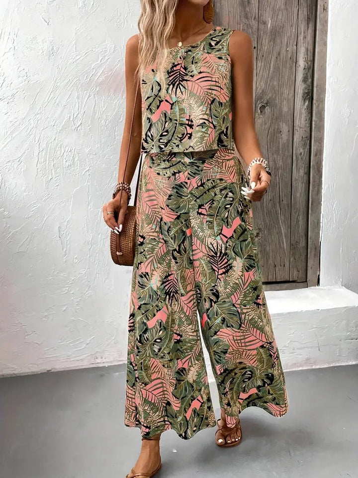 Women's Co-ord Set - Sleeveless Top and Wide Leg Trousers | Summer