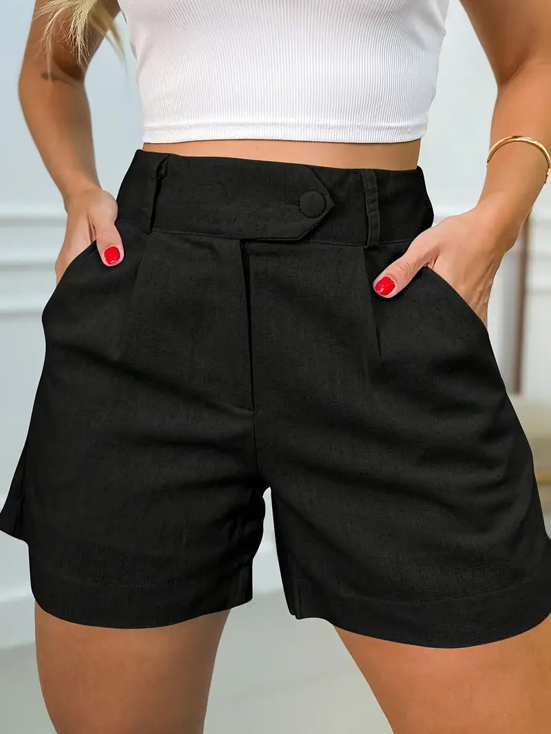 Women's Shorts - High Waist Tailored Belted Pocket Detail | Summer