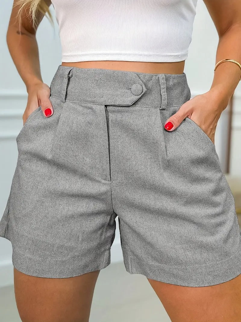 Women's Shorts - High Waist Tailored Belted Pocket Detail | Summer