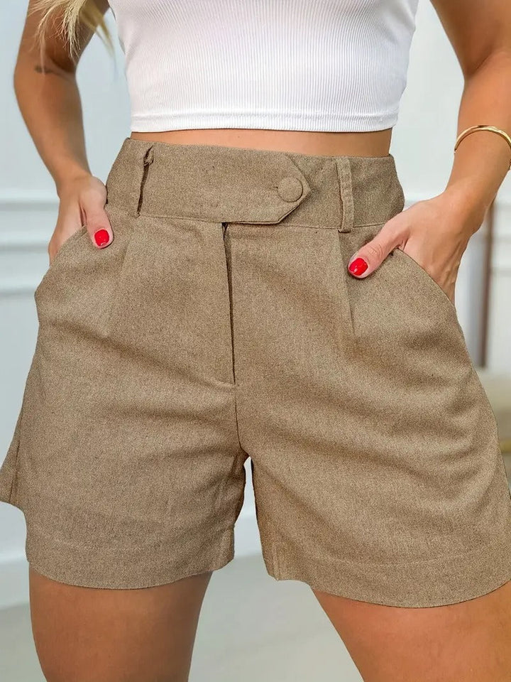 Women's Shorts - High Waist Tailored Belted Pocket Detail | Summer