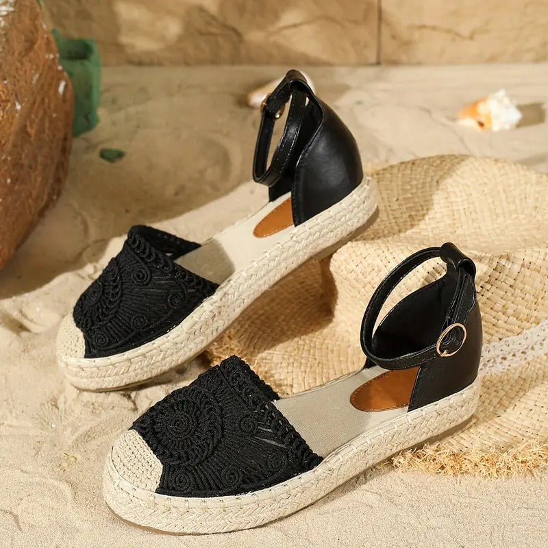 Women's Sandals - Flat Espadrille Ankle Strap Closed Toe | Summer
