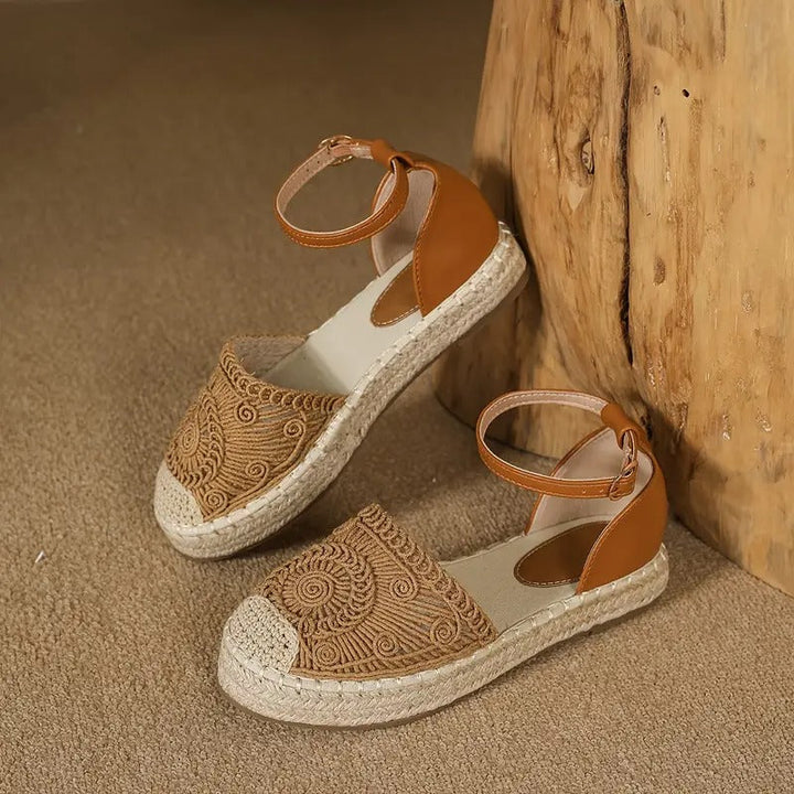 Women's Sandals - Flat Espadrille Ankle Strap Closed Toe | Summer