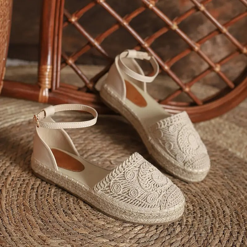 Women's Sandals - Flat Espadrille Ankle Strap Closed Toe | Summer