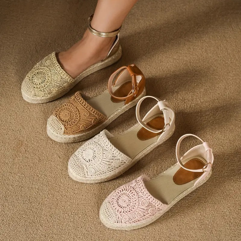 Women's Sandals - Flat Espadrille Ankle Strap Closed Toe | Summer