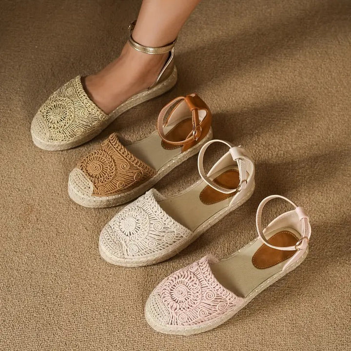 Women's Sandals - Flat Espadrille Ankle Strap Closed Toe | Summer