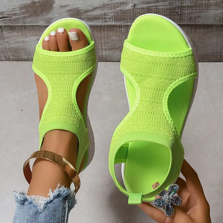 Women's Sandals - Wedge Platform Slip-On Knit Upper Open Toe | Summer